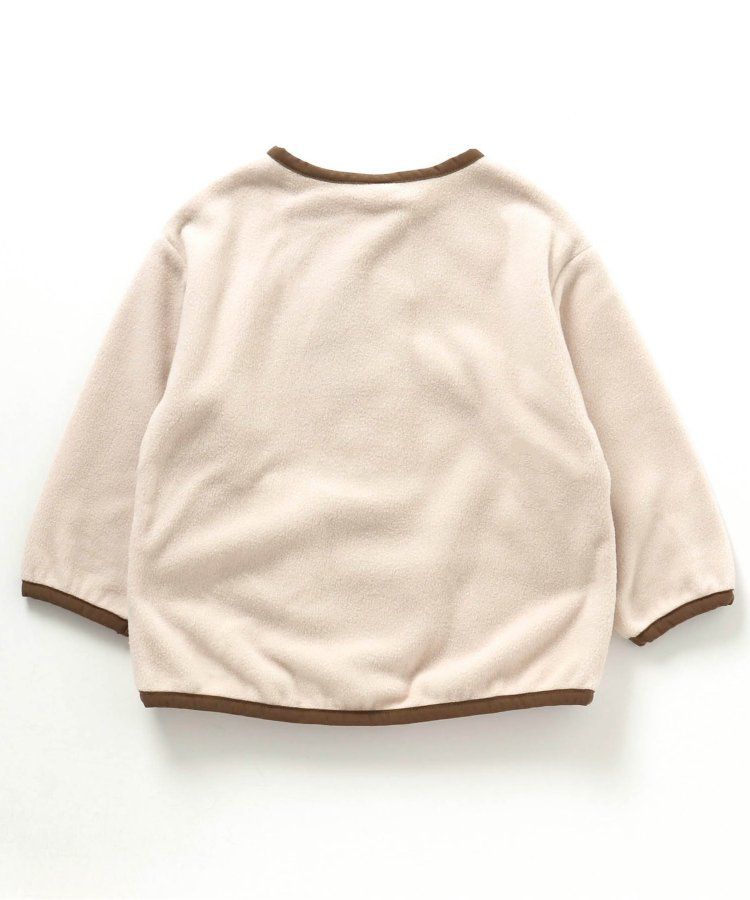 日本 BREEZE - 古著撞色輕質短毛外套-米白x軍綠