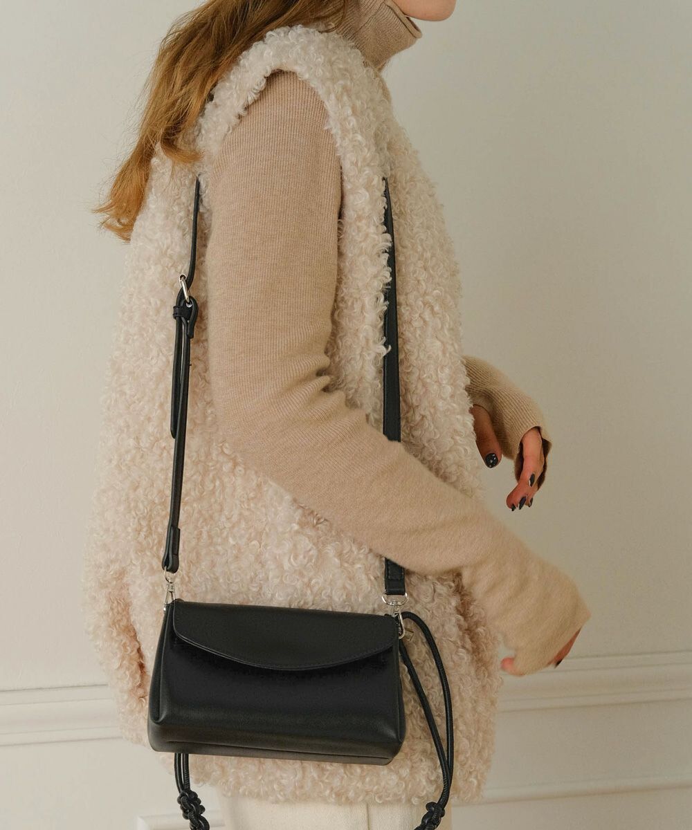 日本 Bab - 編織背袋皮革肩背小包-黑