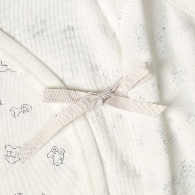 akachan honpo - 長袖蝴蝶裝2件組-按扣款 玩具箱-米白色 (50~60cm)