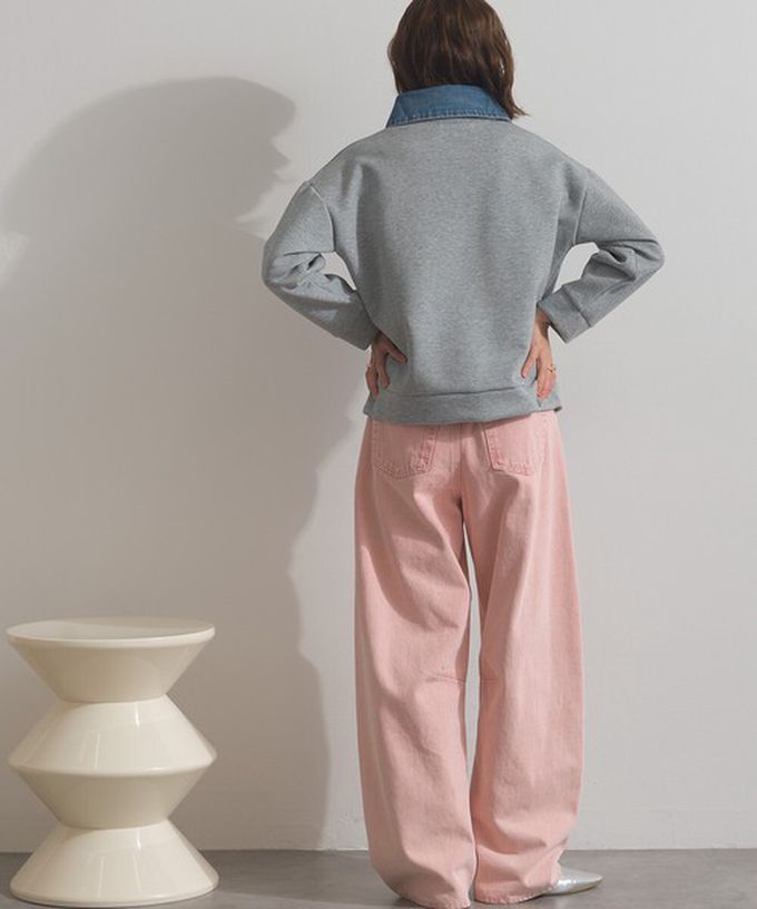 日本 ELENCARE DUE - 牛仔領層次感厚磅休閒長袖上衣-黑