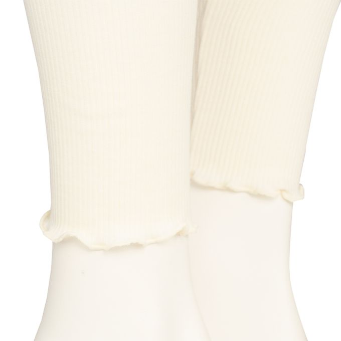 akachan honpo - 彈性羅紋內搭褲-木耳邊褲腳-米白色