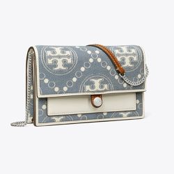 TORY BURCH - WOC縫線拼接斜背 (牛仔藍)
