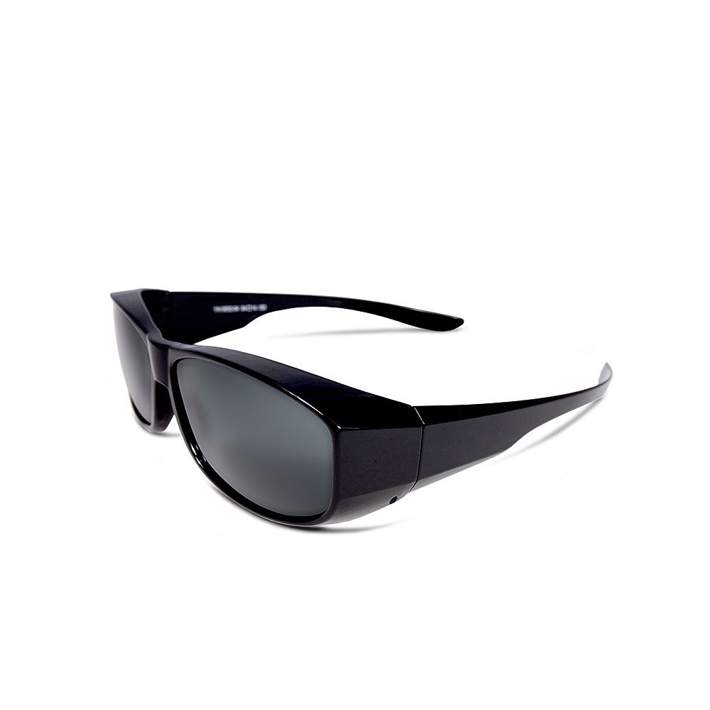 ALEGANT - 簡約曜石黑全罩式寶麗來偏光墨鏡│外掛式UV400太陽眼鏡包覆套鏡│車用太陽眼鏡│近視可戴外掛式偏光墨鏡