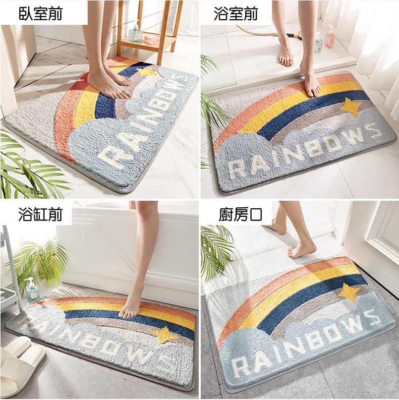 快速吸水植絨浴室腳踏墊-幸運火箭