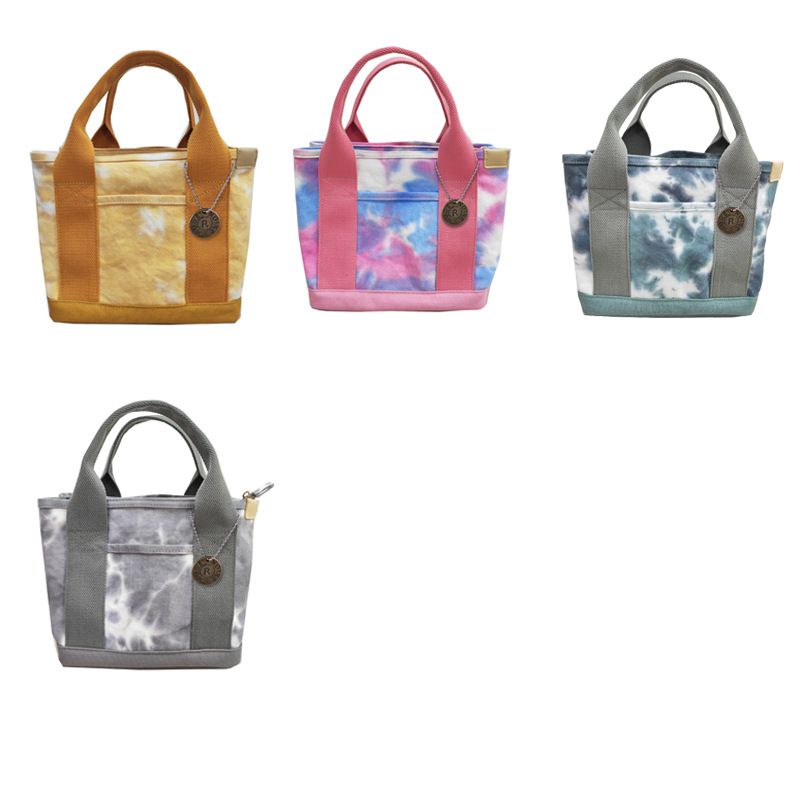 加厚大容量帆布手提包/便當袋-拉鍊款-深藍色 (21x15x23cm)