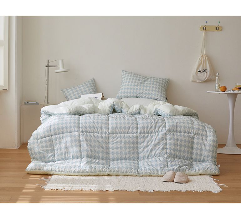 韓國 Maatila - 可水洗M2全方位抗菌防蟎棉被(冬被)-米藍菱形紋