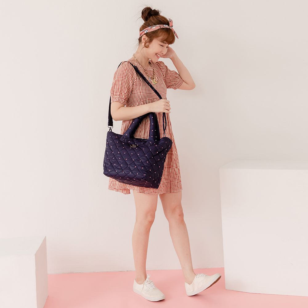 VOVAROVA - 三層夾心大托特包-朵朵愛心-藍 (24cmx20cmx27cm)