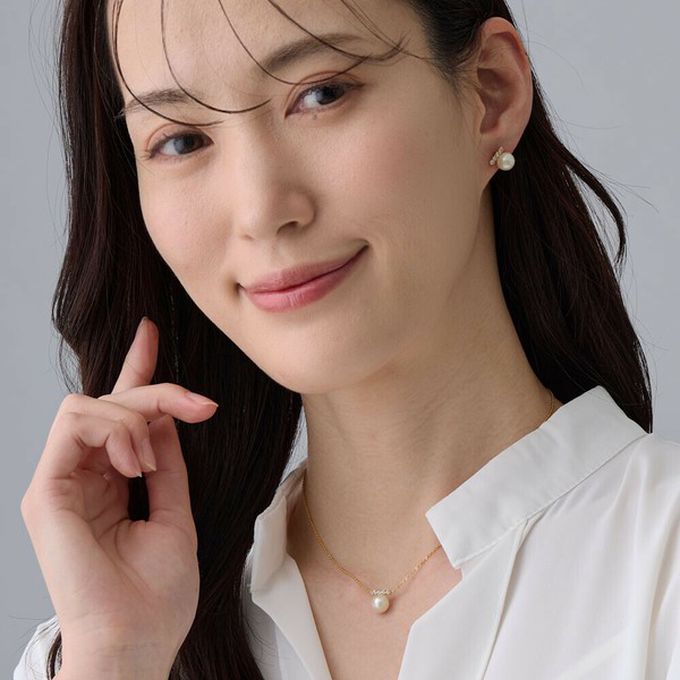 日本 Melody Accessory - 日本製 低調甜心閃耀水鑽珍珠耳環-耳針