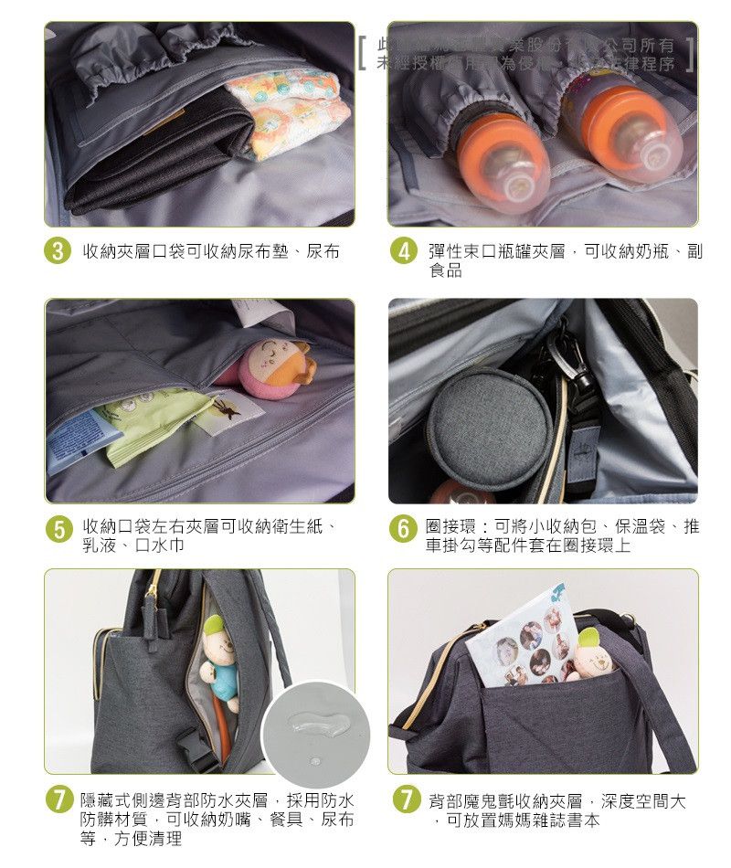 德國 Lassig - 時尚完美大開口後背媽媽包-倫敦鐵灰-含尿布墊+推車掛勾+保溫瓶收納包+小收納包+長背帶