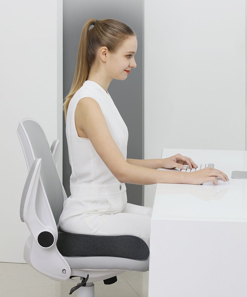 透氣乳膠美臀中空坐墊+靠墊-磁布內襯-深灰色