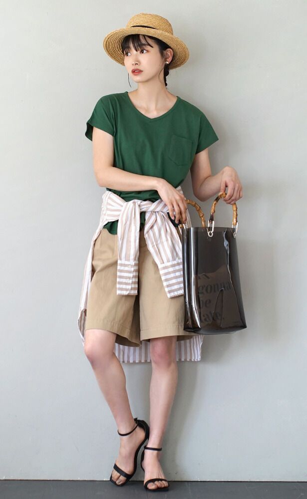 日本 zootie - 抗透汗 純棉短袖上衣-V領-灰杏