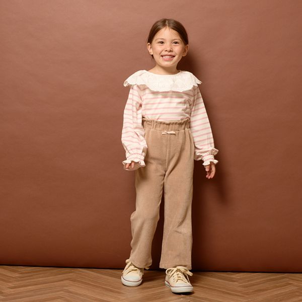 日本 Lycee mine - 大片荷葉蕾絲領束口長袖上衣-薰衣草