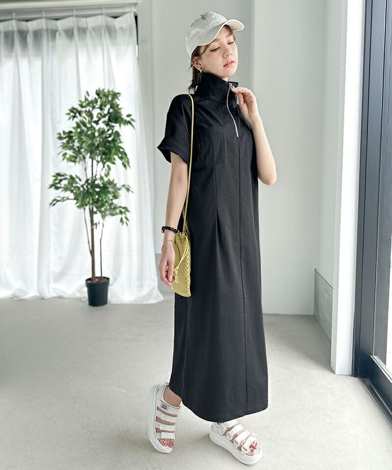 日本 Classical Elf - 酷甜工裝風拉鍊翻領洋裝-焦糖棕