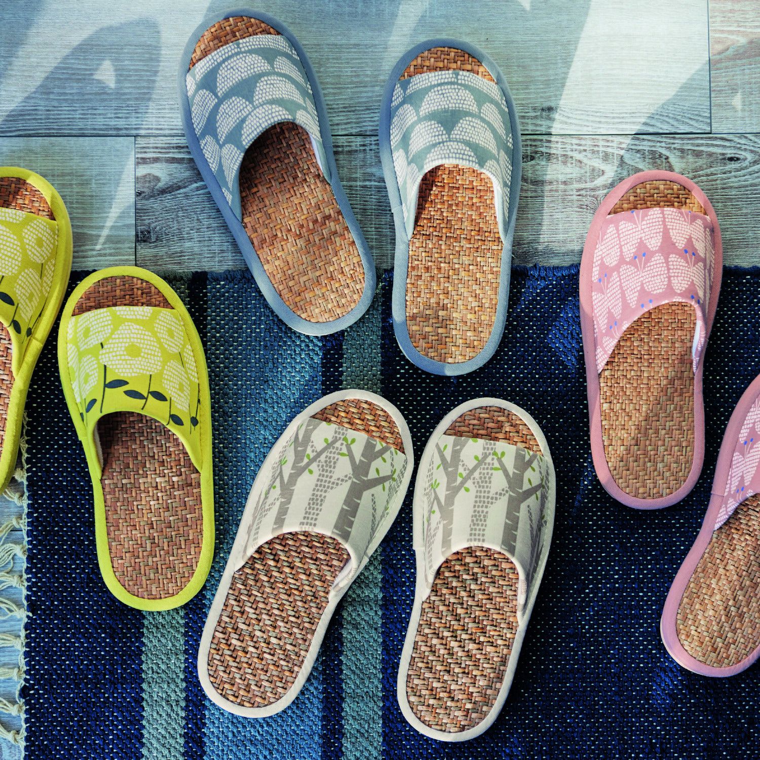 日本千趣會 - 北歐風清爽亞麻室內拖鞋-雲朵-灰藍