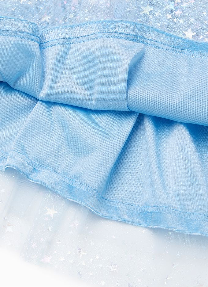 韓國 OZKIZ - (附髮箍)冬日公主星星亮片網紗洋裝-天空藍