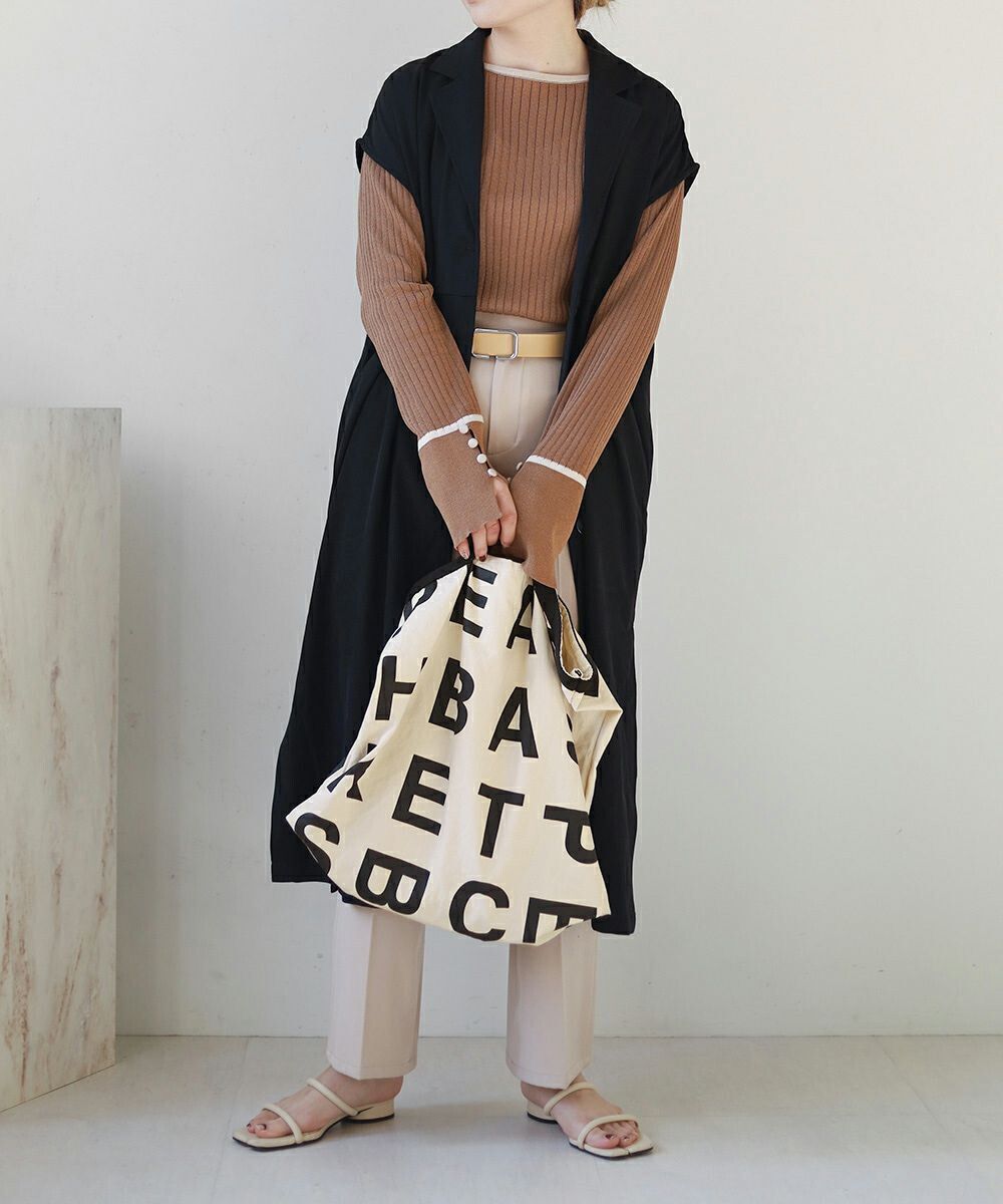 日本 Bab - [日雜推薦] 簡約字母帆布袋/托特袋-米杏