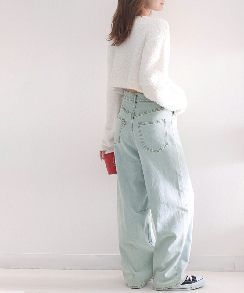 日本 Classical Elf - 100%棉 厚磅丹寧繭型長褲-米杏