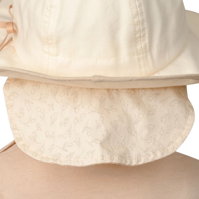 akachan honpo - 耳朵造型帽-附防曬遮陽布-象牙白色