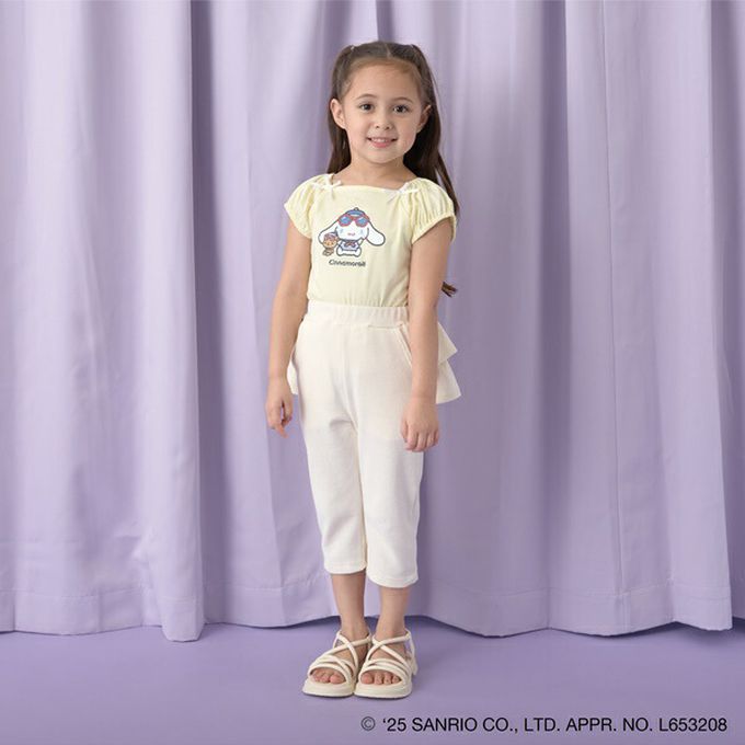 日本 Lycee mine - 100%棉 海洋風法式澎袖上衣-卡通人物大耳狗-淺藍條紋