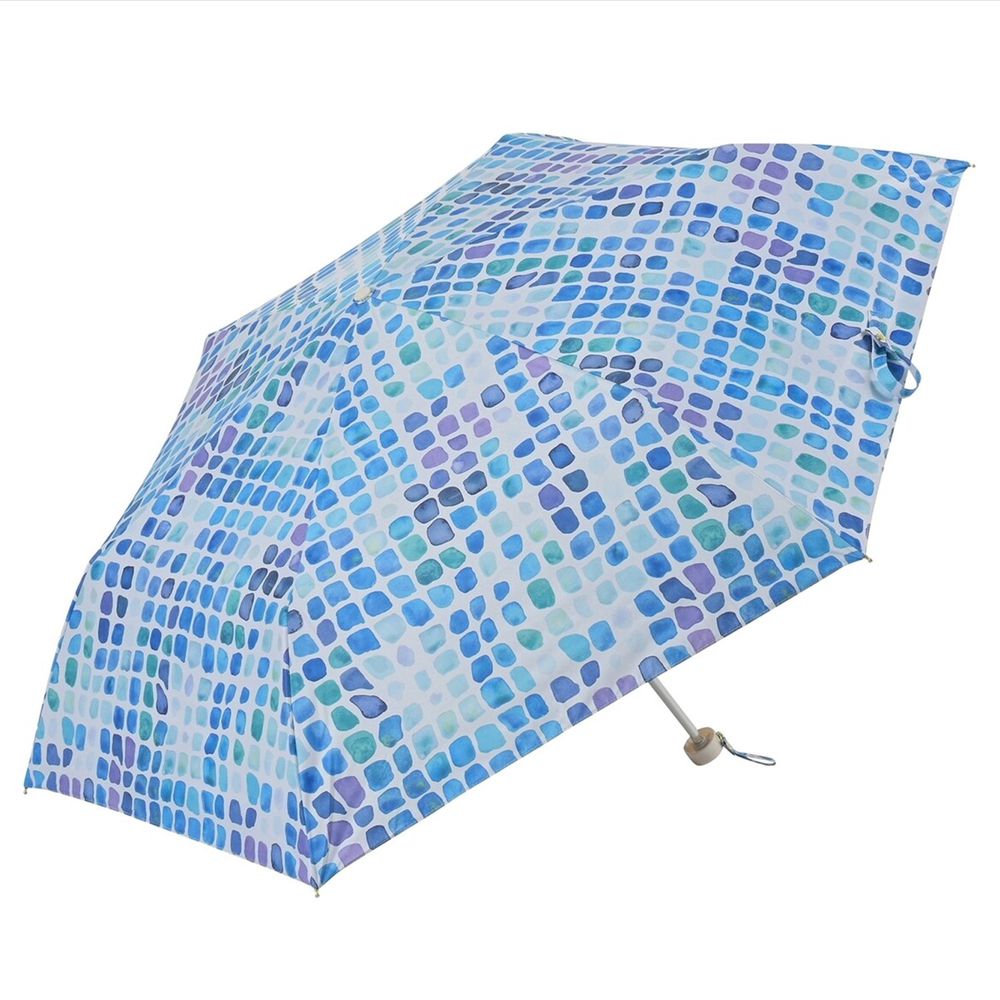 日本 nifty colors - 抗UV輕量 晴雨兩用折疊傘(遮光遮熱款)-水彩小石-藍紫 (直徑98cm/212g)-99.9%