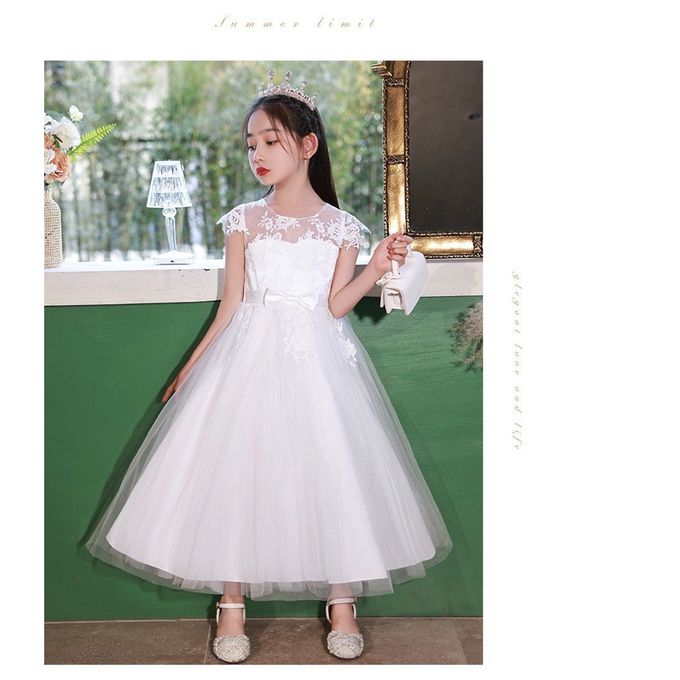 畢業典禮古典美人蕾絲白紗長禮服