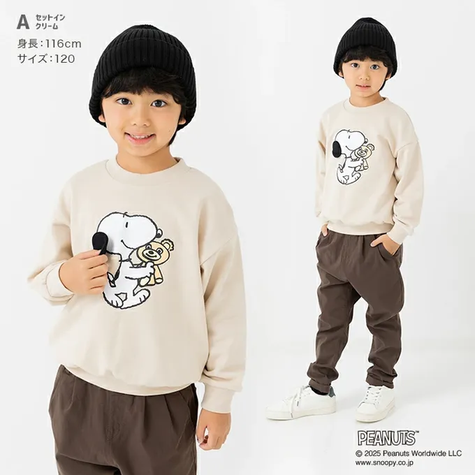 日本 Chil2 - 限定聯名 史奴比縮口長袖上衣-立體刺繡OLAF-燕麥