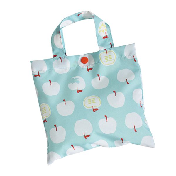 日本 kukka hippo - 兒童童遊戲服/玩沙衣(附收納袋)-粉綠蘋果 (90cm)