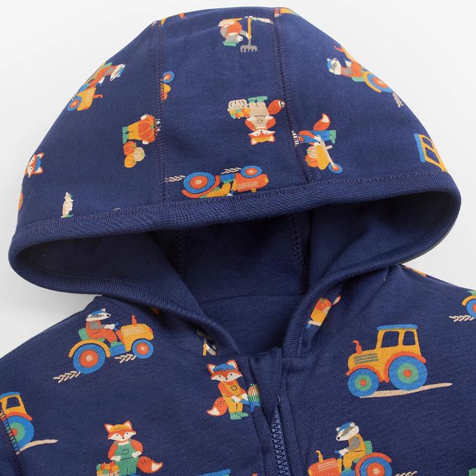 英國 JoJo Maman BeBe - 雙面穿100%純棉保暖連帽外套-狐狸農夫