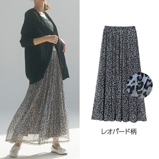 日本 BELLUNA - 仙女飄飄細楊柳雪紡長裙-黑