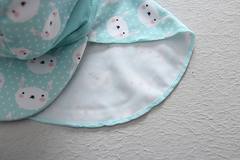 女寶長袖連身泳裝(附帽子)-兔子-淺藍色