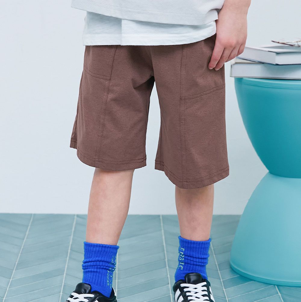 [快乾防皺]可烘乾防污機能五分褲-可可