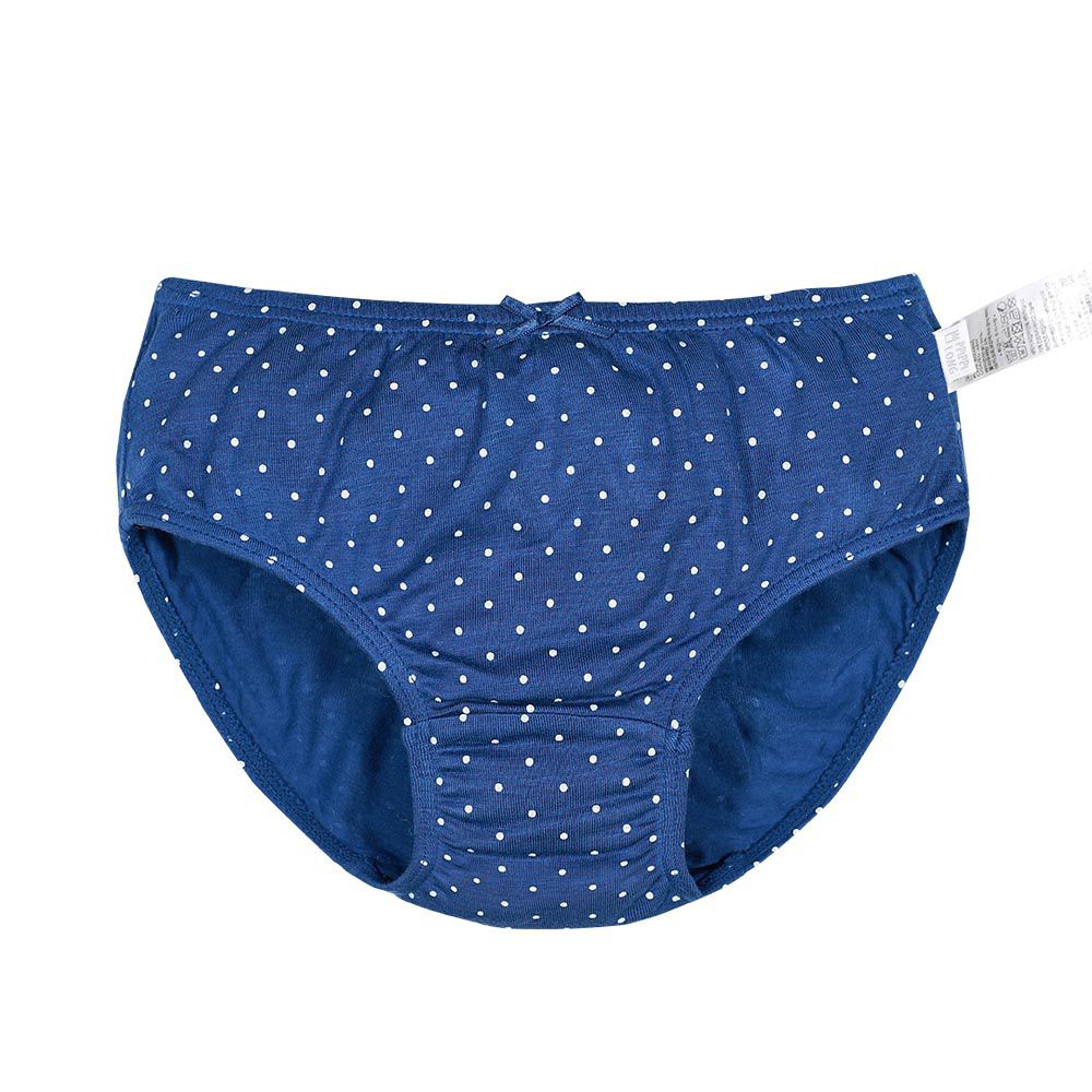 韓國 Ppippilong - 天絲纖維透氣三角褲(女寶)-白色點點-深藍