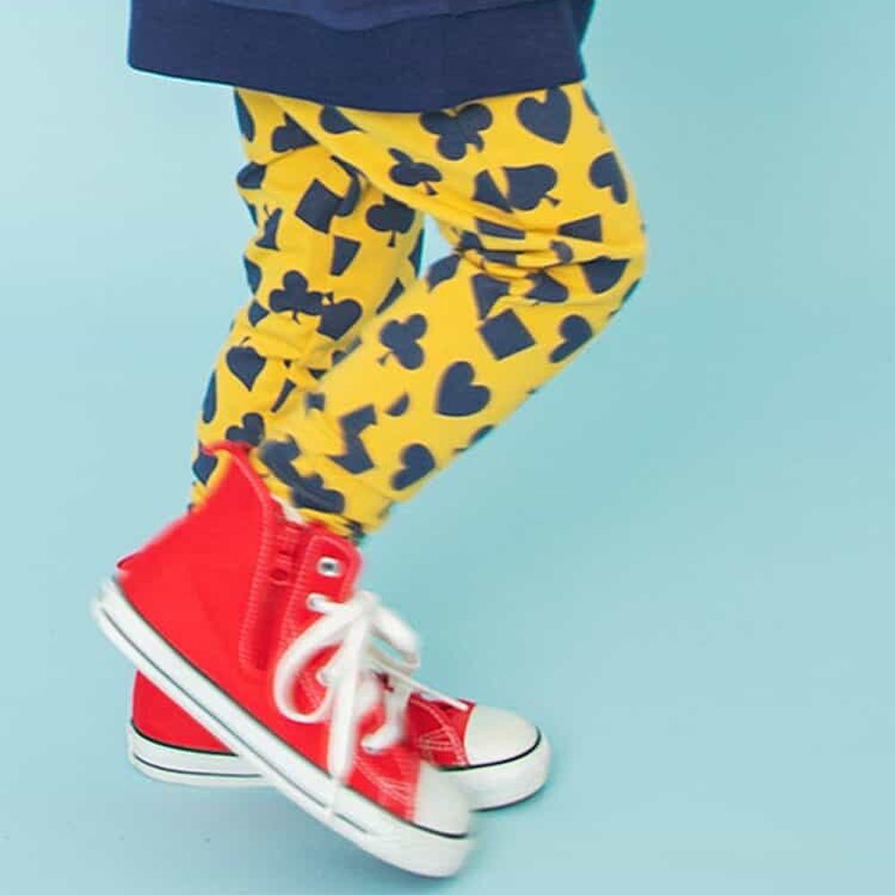 DAISUKI 可愛百搭彈性九分褲-撲克符號-黃