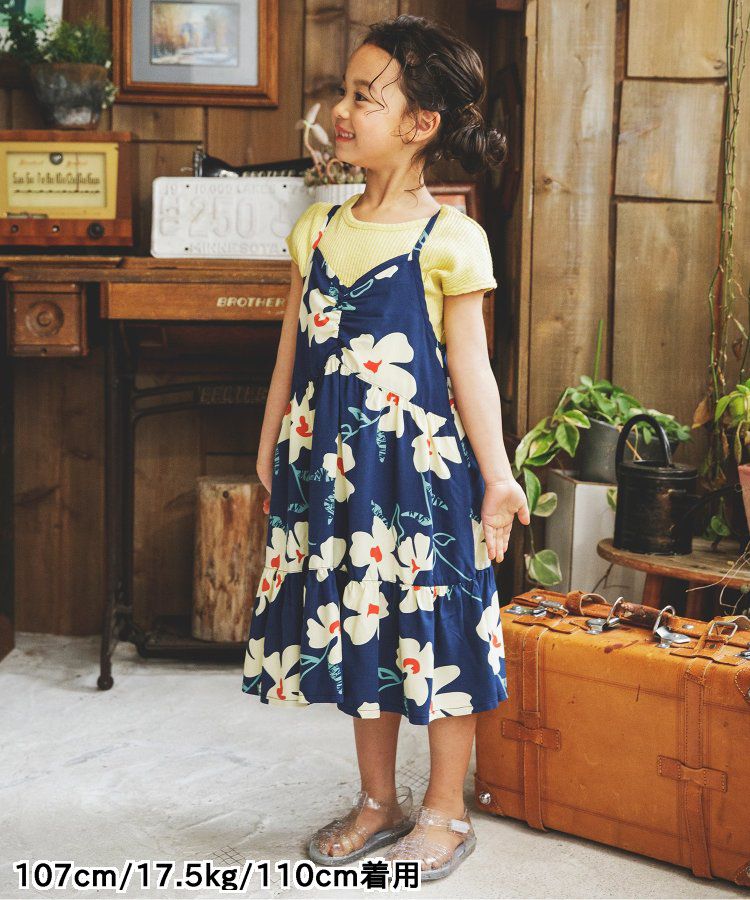 日本 BREEZE - Aloha夏日風格吊帶裙-大白花-海軍藍