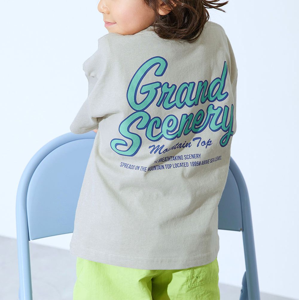 100%棉 定番印花短袖上衣-背後大logo-灰棕