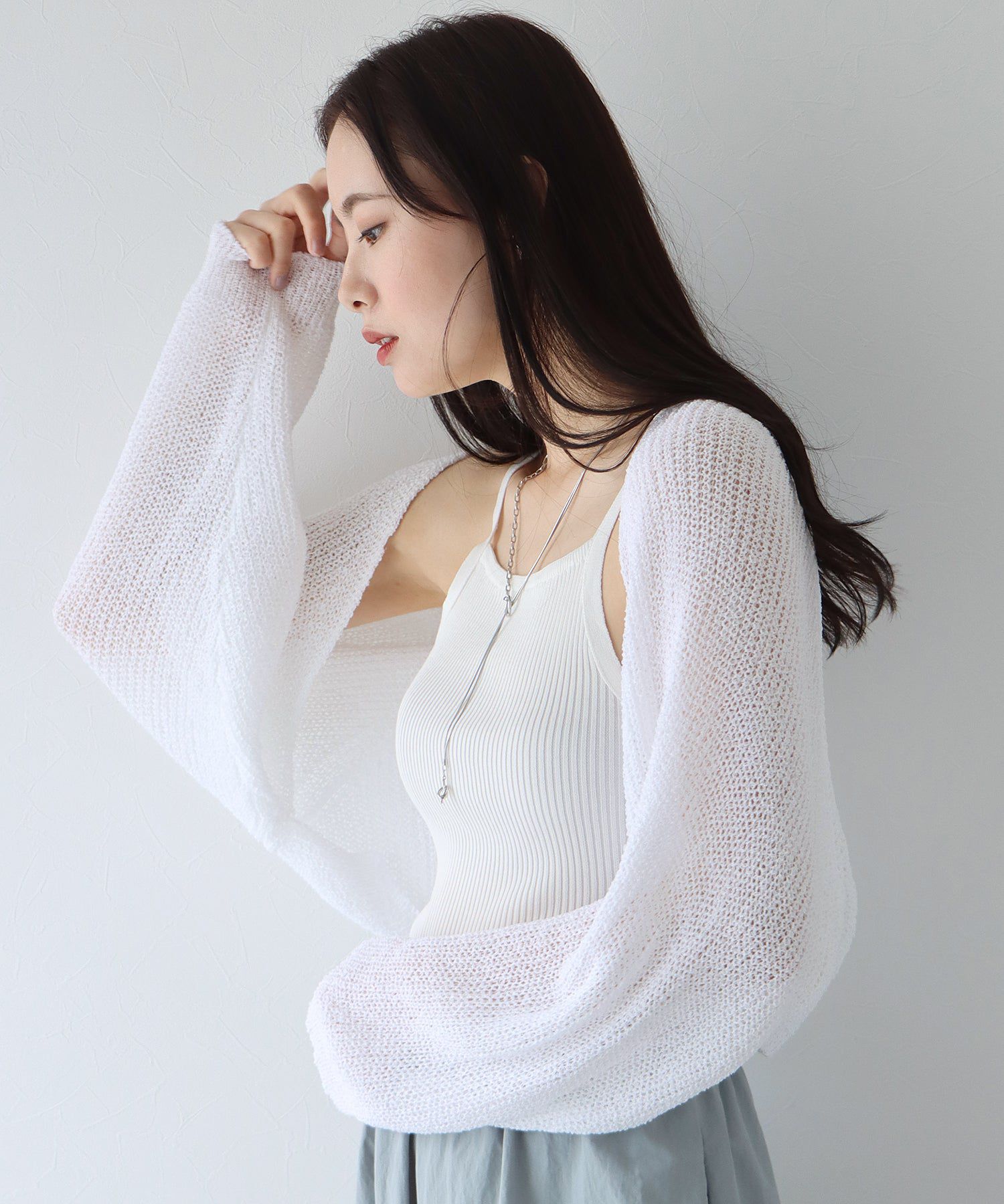 日本 BLUE EAST - 百搭開襟短版針織外套-米杏