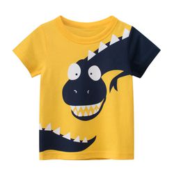 27KIDS - 純棉短袖上衣-逗趣恐龍-亮黃色