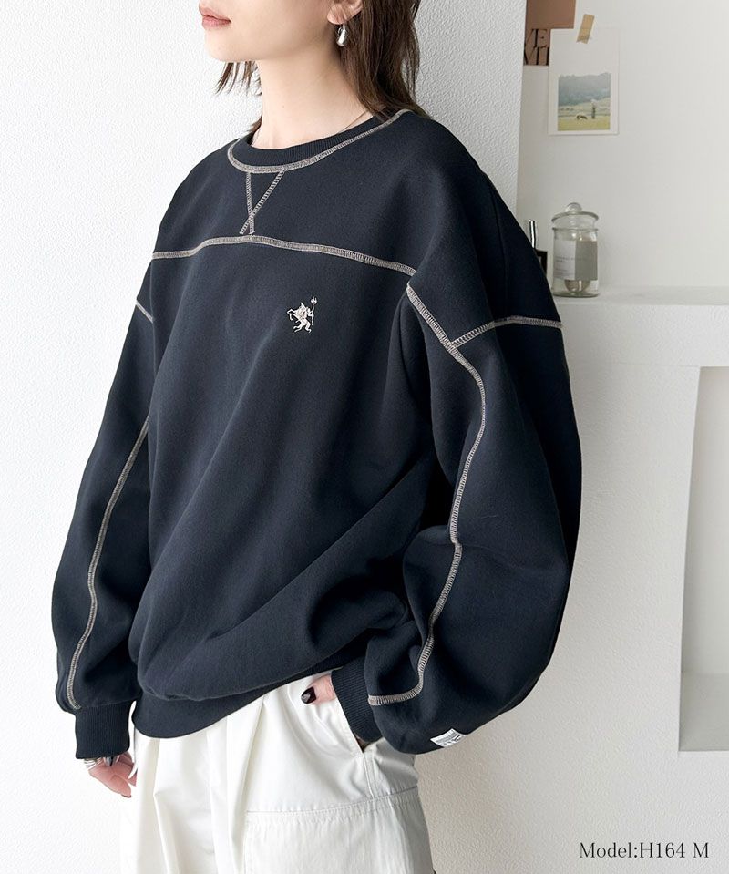 日本 Classical Elf - Java聯名 POLO刺繡拷克邊圓領大學T-深藍