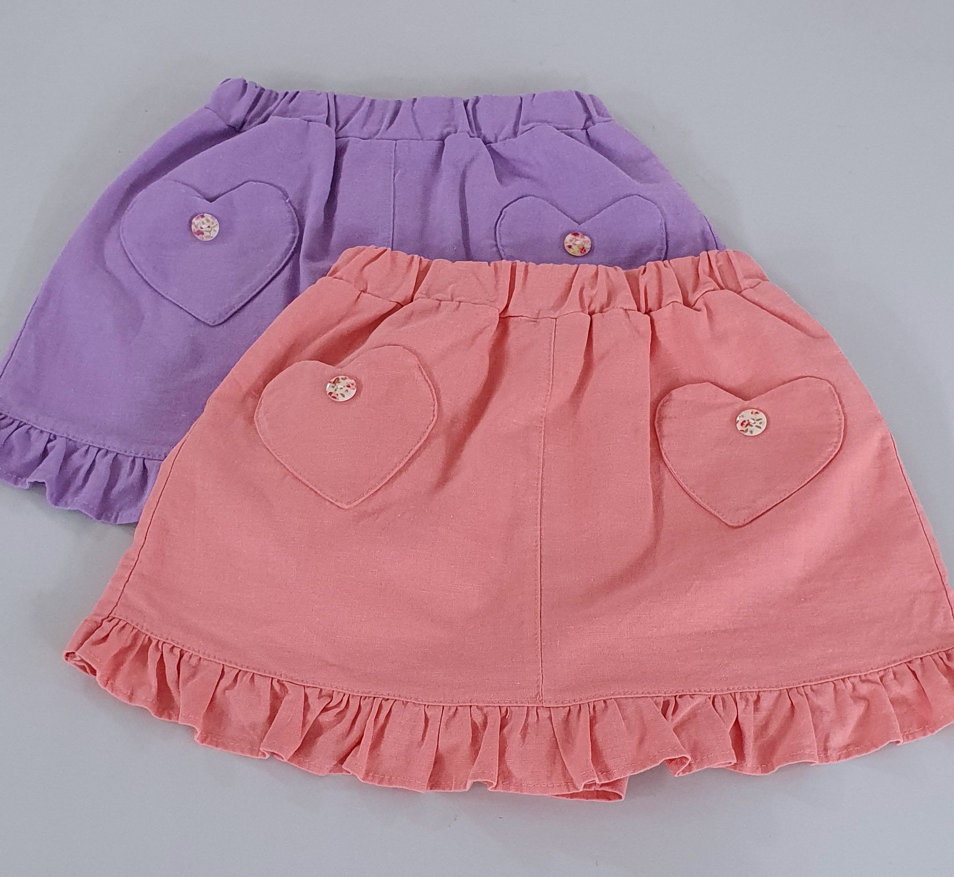 韓國 ERU - 愛心口袋荷葉邊褲裙-紫