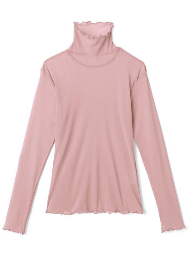 日本 GRL - 聯名款 透膚捲邊長袖內搭/上衣-開心果綠