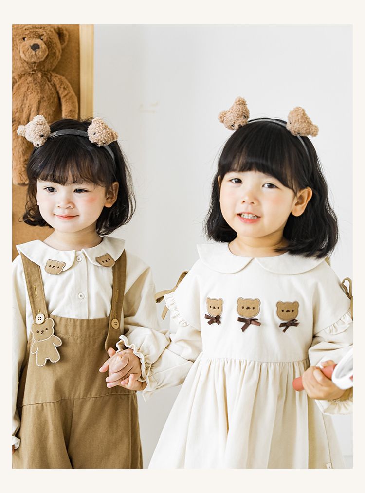 可愛萌萌熊吊帶長褲-熊熊-咖啡色