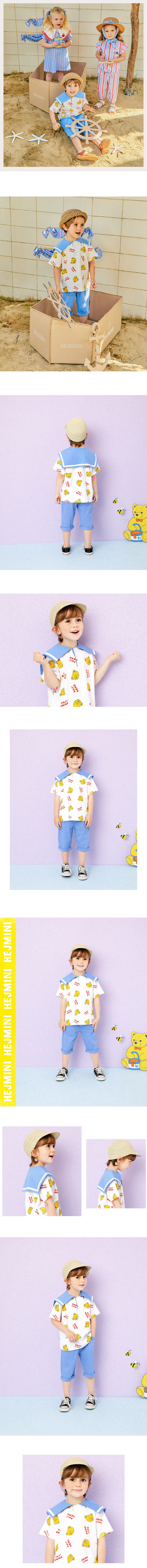 韓國 HEJMINI - 玩偶熊翻領鈕扣上衣-象牙白