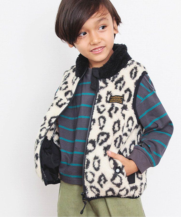 日本 BREEZE - 時尚絨毛花色搖粒絨背心-草綠