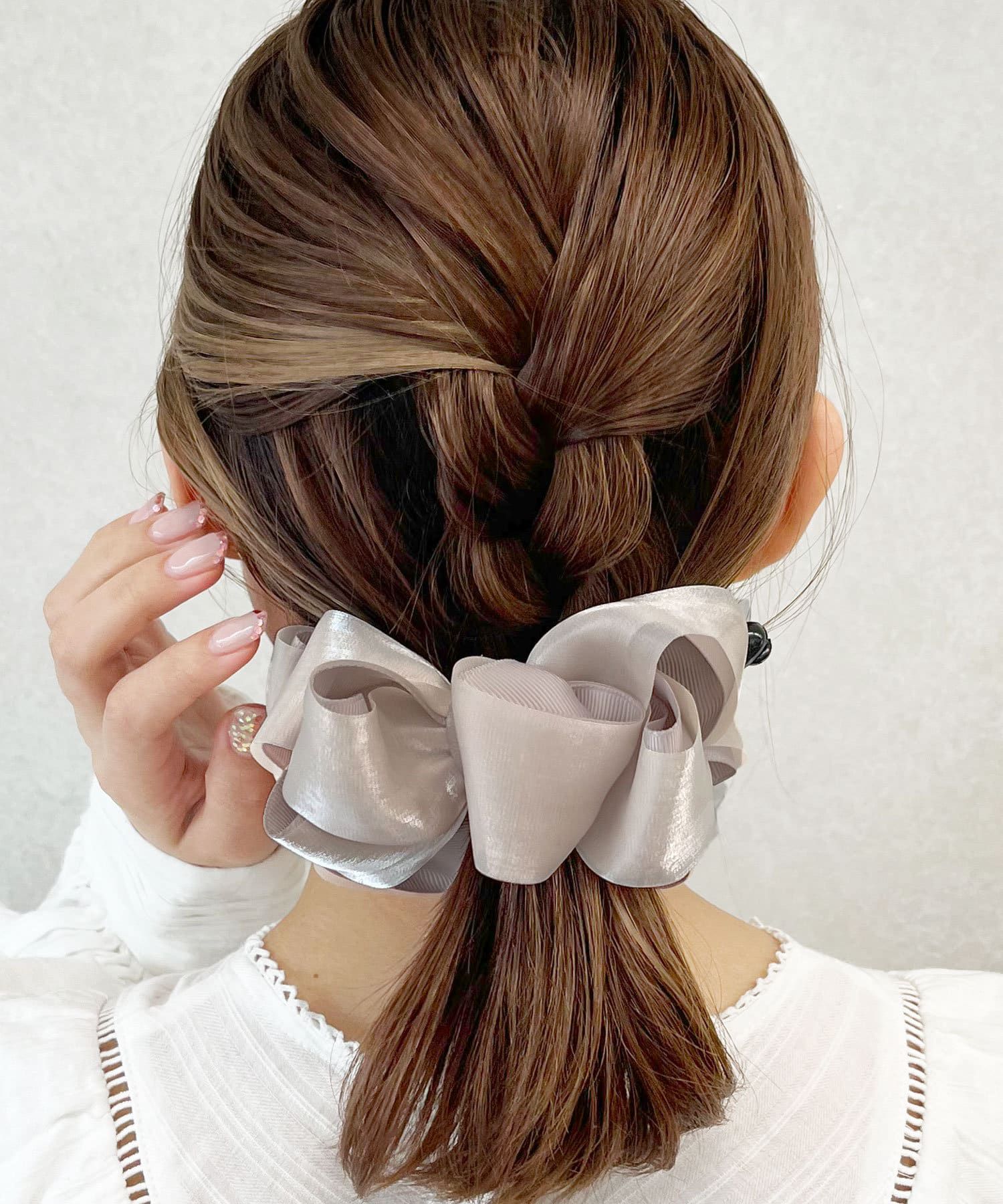 日本 Lattice - 優雅雙層緞帶香蕉夾-經典黑