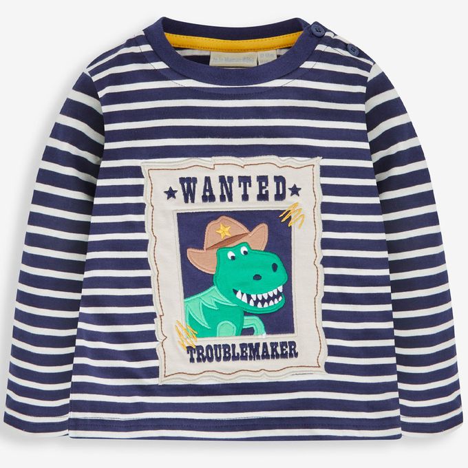 英國 JoJo Maman BeBe - 幼/兒童超優質100%純棉長袖上衣-牛仔暴龍