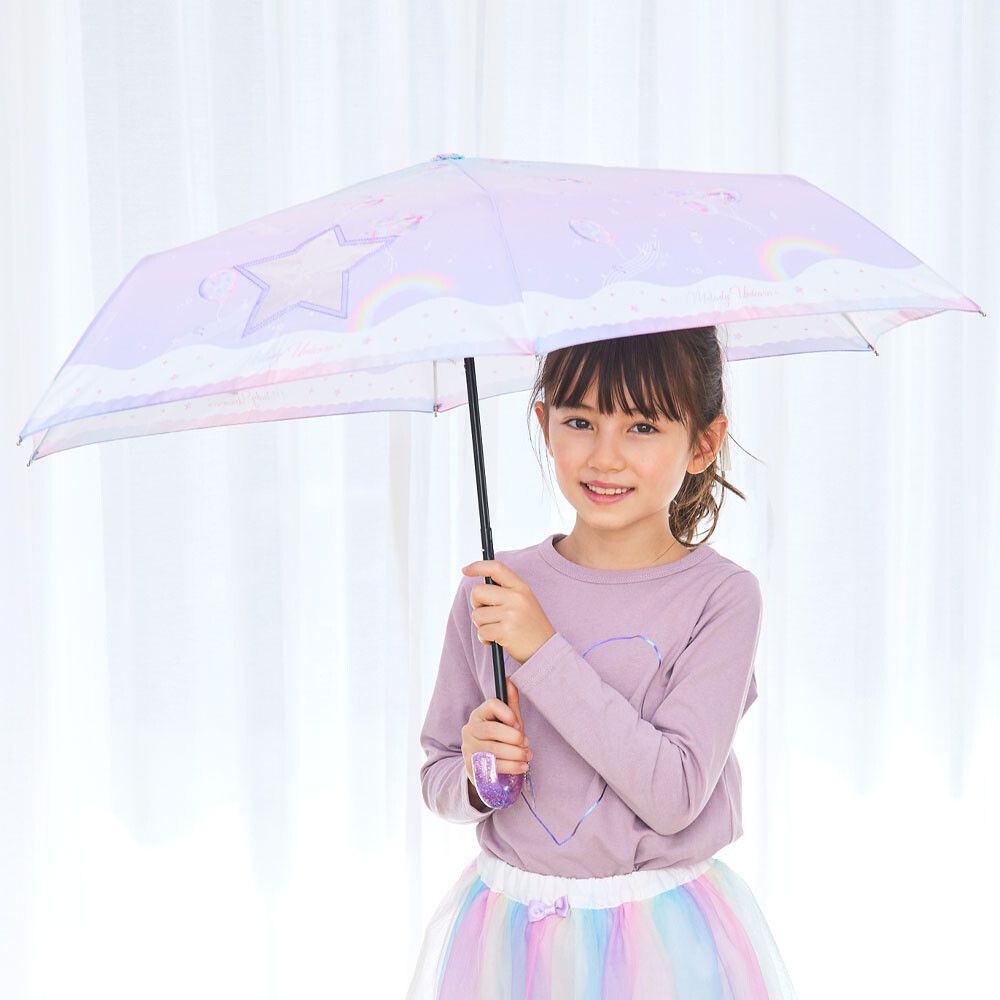 日本中谷 - 輕量透明窗兒童雨傘/折疊傘-氣球音符-粉紫 (50cm(身高115-125cm))