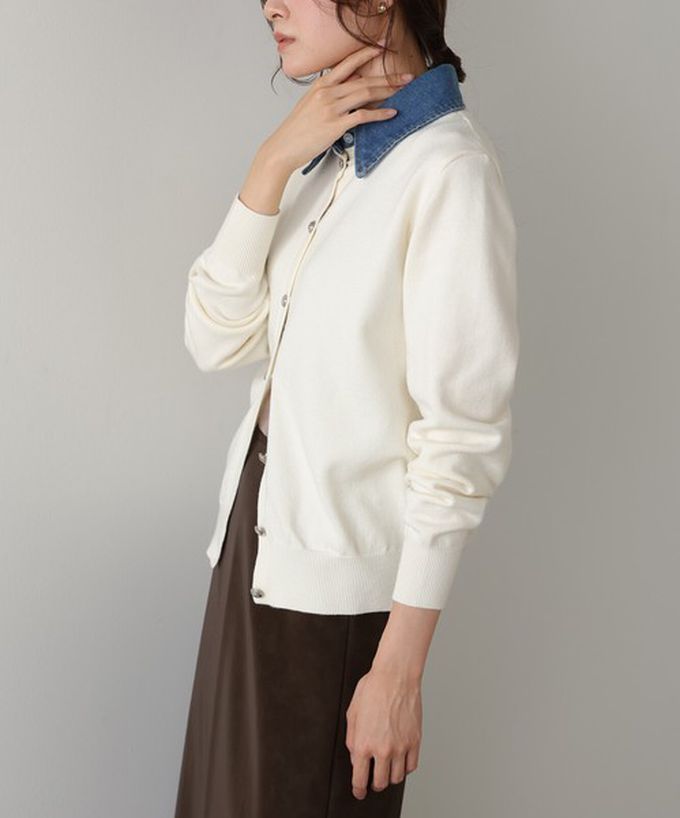 日本 Bab - 牛仔領時尚休閒感針織開襟衫-灰