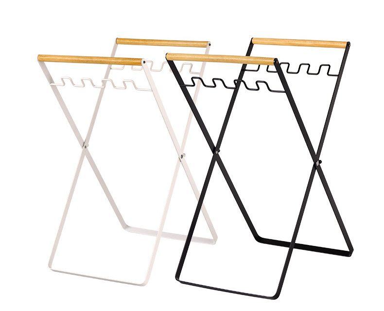 CLS - 戶外木柄折疊式垃圾袋支架-白色 (33.5x24.5x46.5cm)
