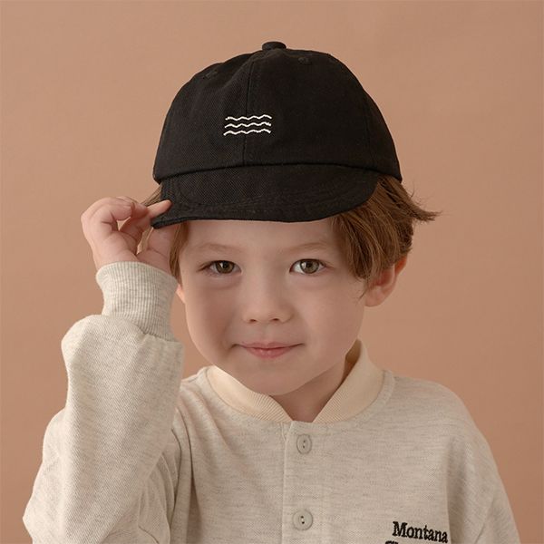 日本 b-ROOM - 低調波浪刺繡易折疊休閒遮陽帽-黑 (F)