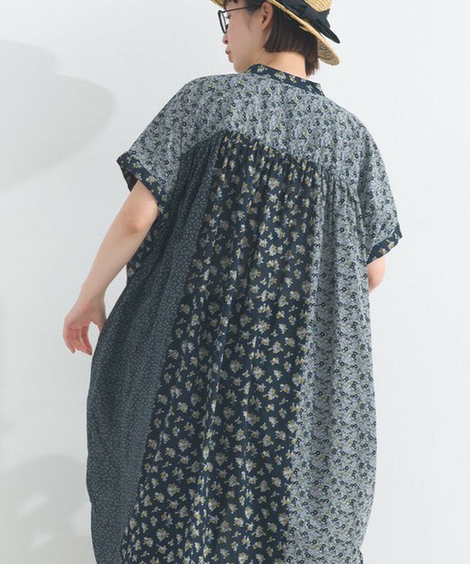 日本 Lupilien - 純棉巴里紗花朵拼布襯衫式洋裝-黃